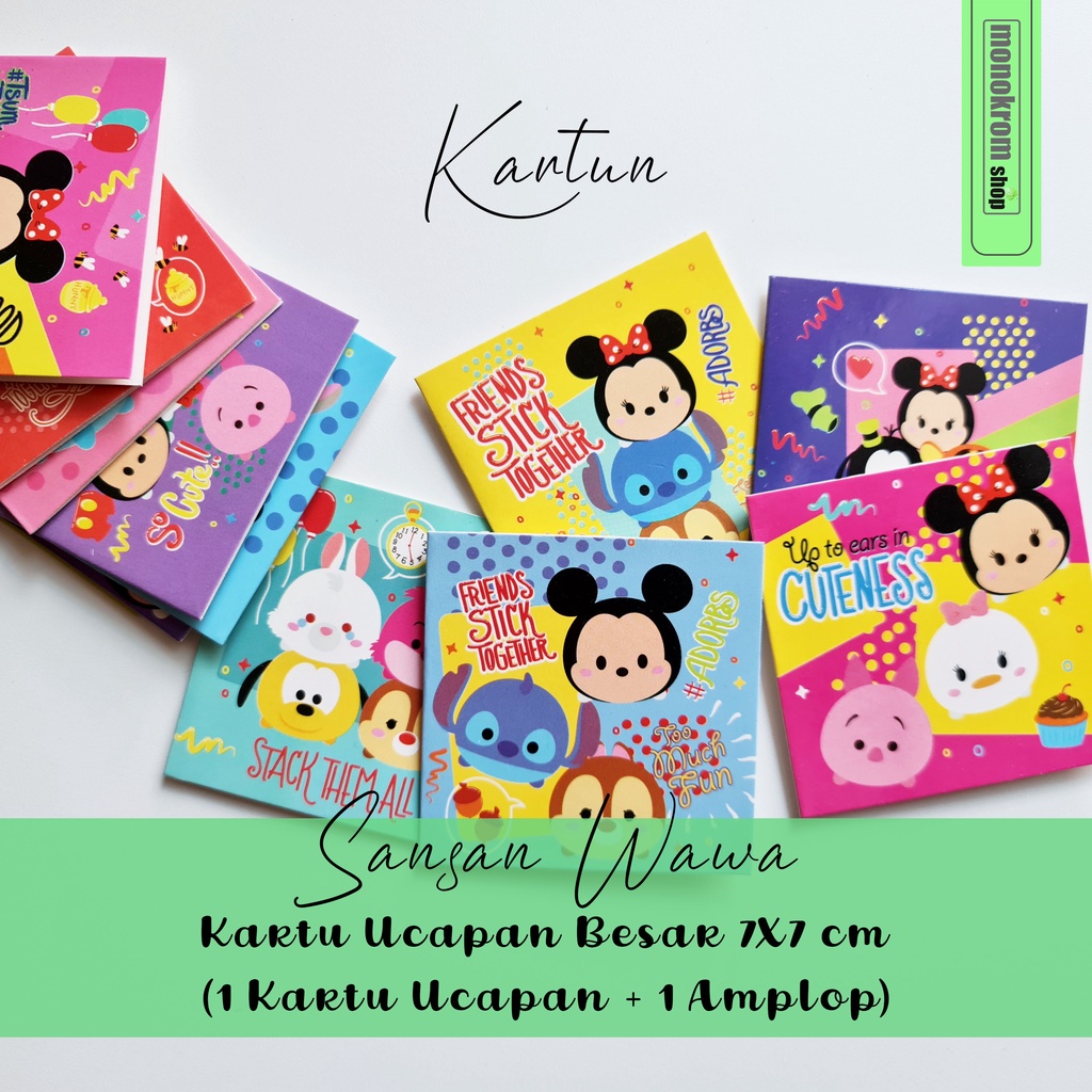 Jual Kartu Ucapan Kecil Sansan Wawa Motif Kartun Tsum Tsum Greeting