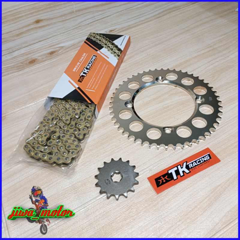 Jual Gear Set Klx Dtracker 150 428 TK Racing Rantai Gold 428HS Untuk