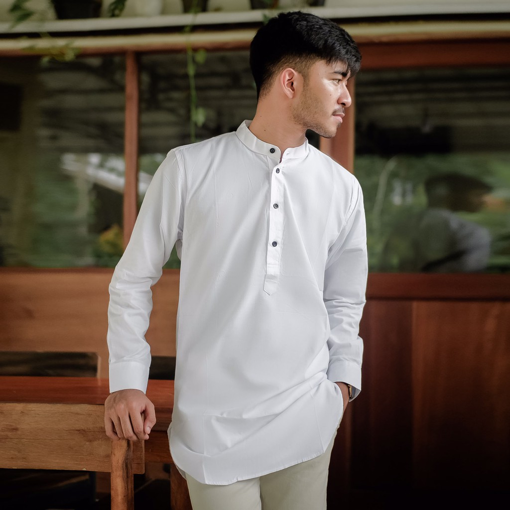 Jual Kemeja Koko Polos Kurta Pakistan Pria Muslim Putih White Baju Koko