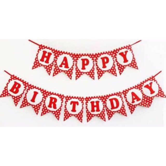 Jual Banner Bunting Flag Tulisan Happy Birthday Hbd Merah Garis