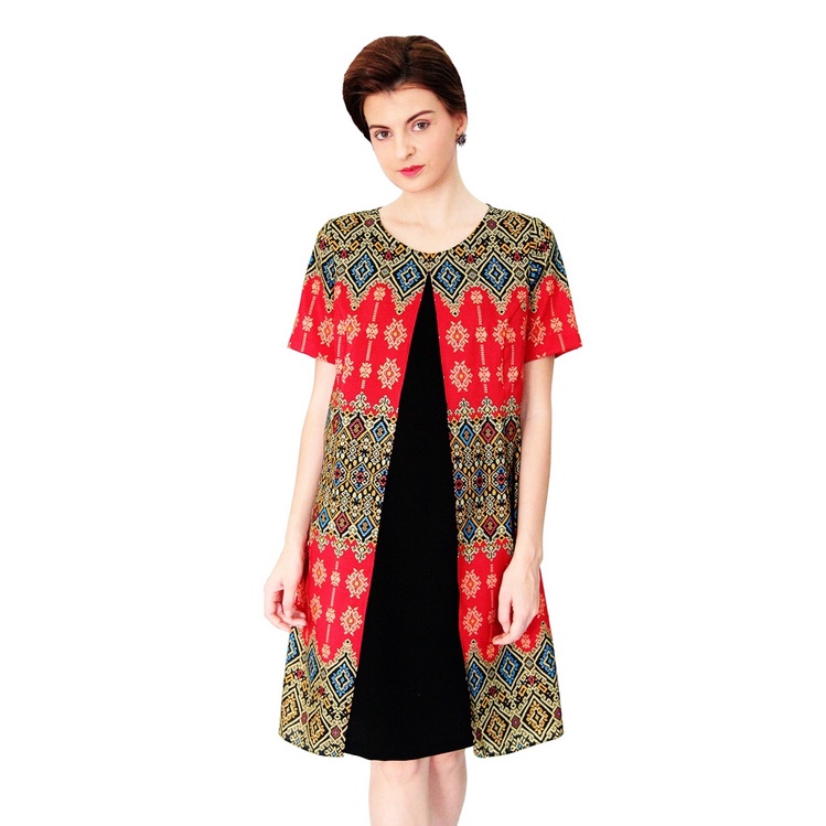 Jual Lyne Halim Dress Batik Border 7882 Shopee Indonesia