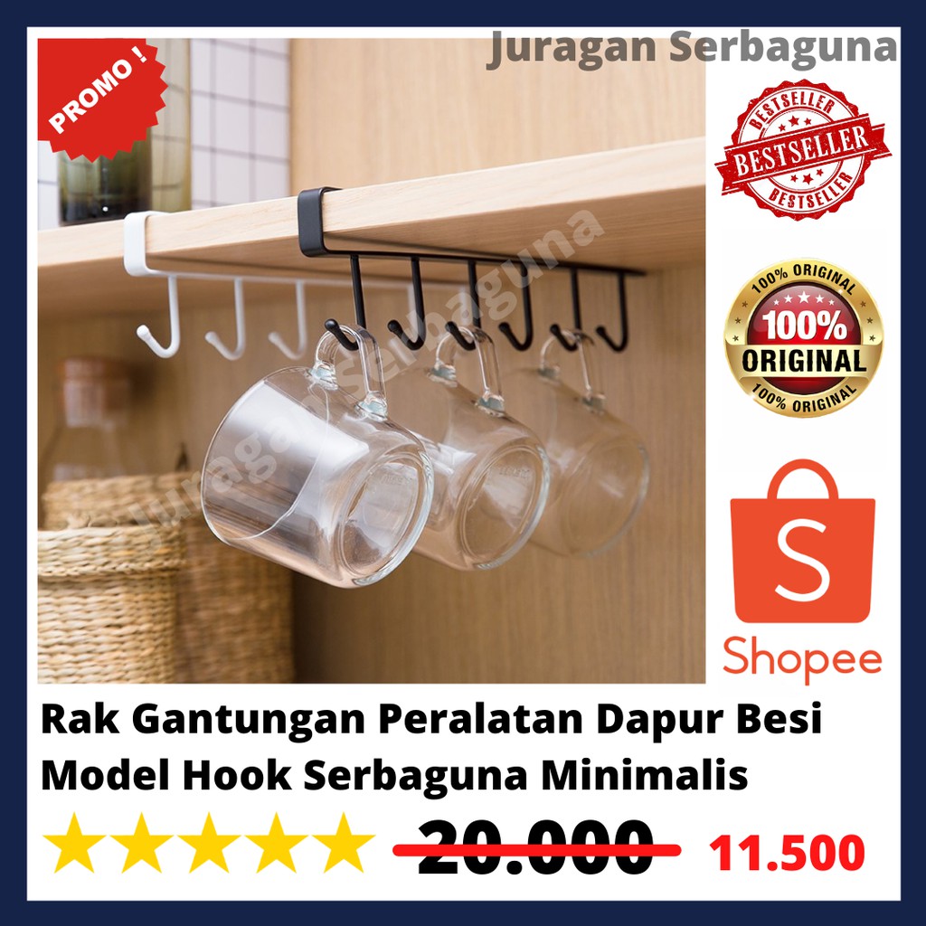 Jual Rak Gantungan Peralatan Dapur Besi Model Hook Serbaguna Minimalis