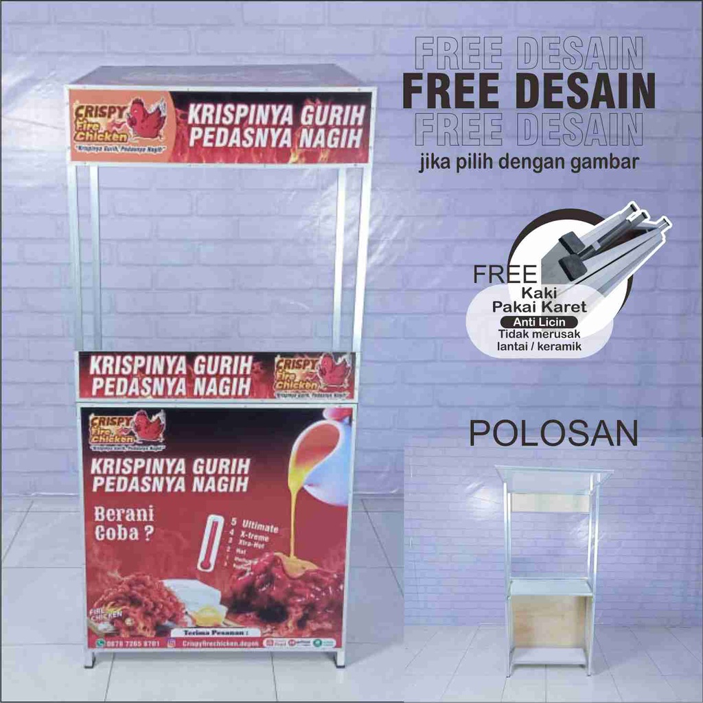 Jual Booth Portable RST Gerobak Lipat Full Rangka Siku Free Sekat Depan