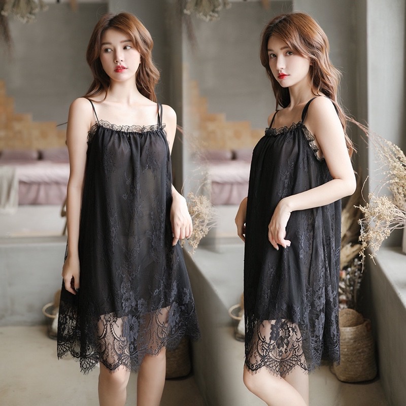 Jual Brasay Set Dress Lingerie Bahan Lace Baju Tidur Tanpa Lengan 3017