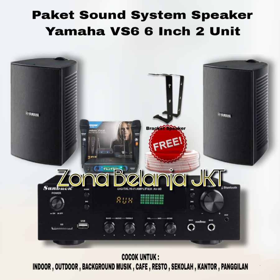 Jual PAKET SOUND SPEAKER YAMAHA VS6 6 INCH SPEAKER CAFE RESTO KARAOKE 2