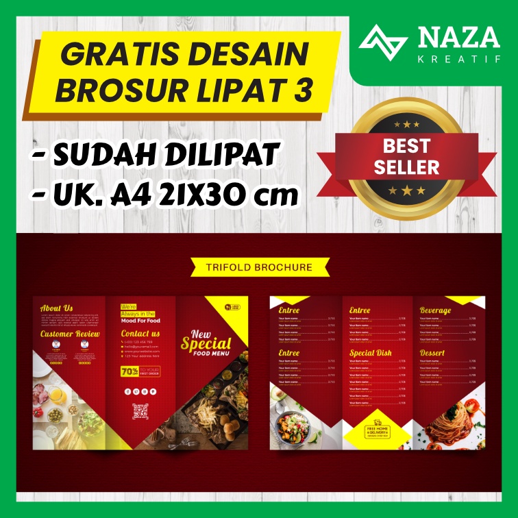 Jual Cetak Brosur Murah A4 Lipat 3 Custom Flyer Leaflet Pamflet AP120