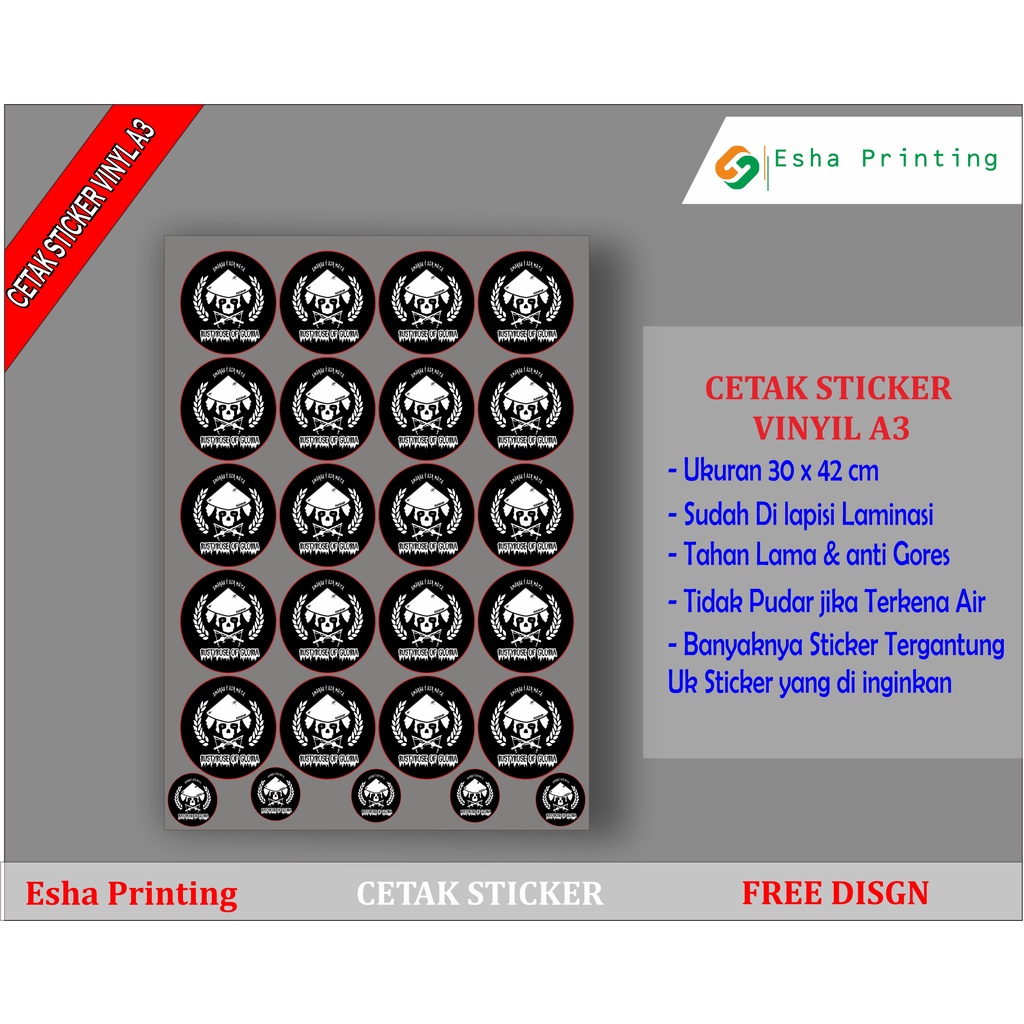 Jual Cetak Sticker Vinyl A Tahan Gores Tidak Luntur Cetak Sticker