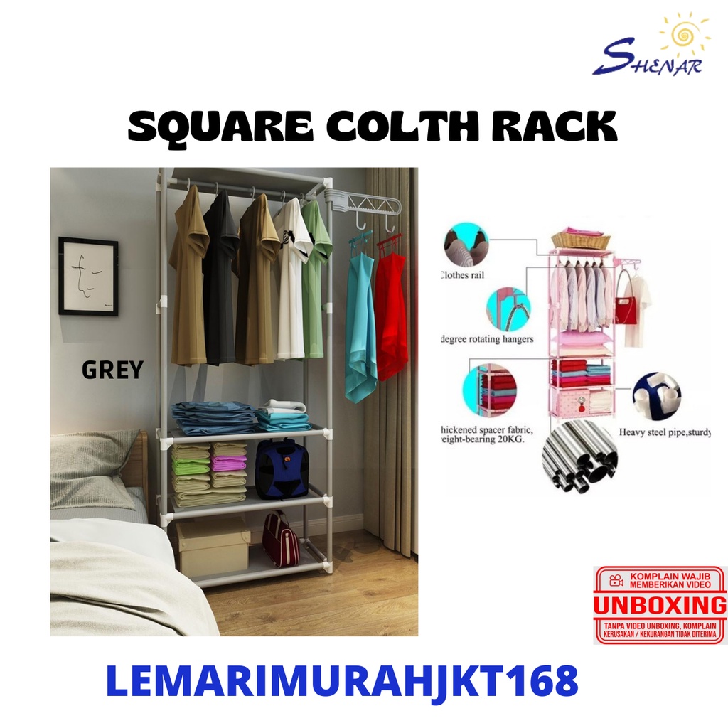 Jual Shenar Square Colthrack Stand Hanger Rak Penyimpan Rak Susun