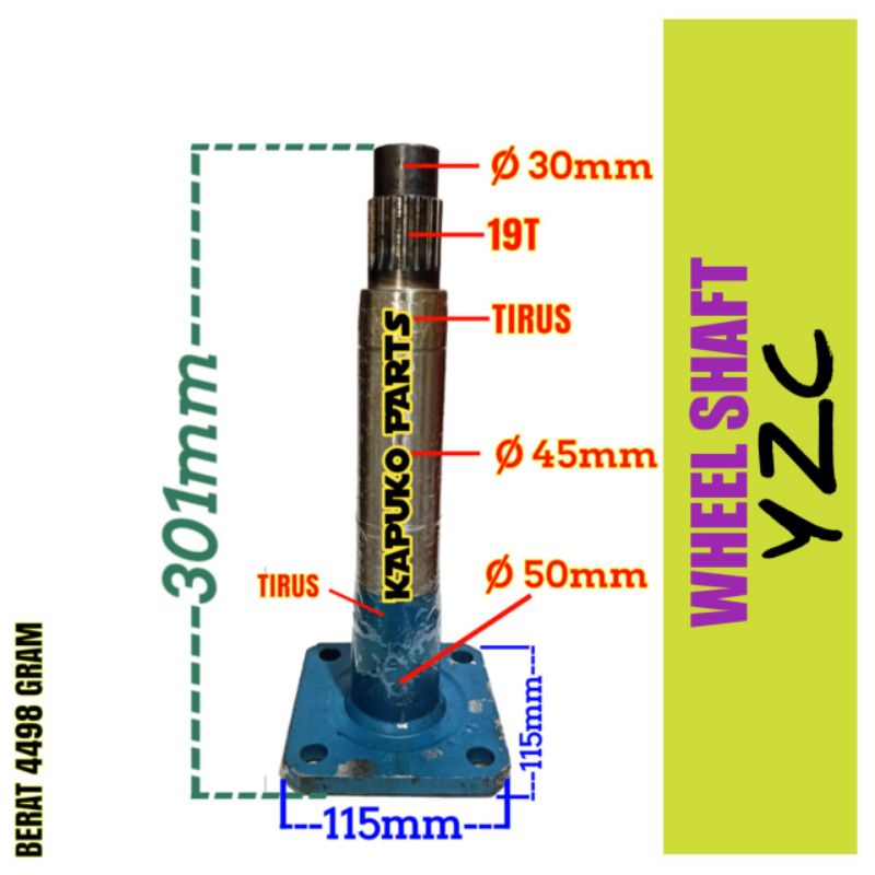 Jual Yzc Wheel Shaft Atau As Roda Untuk Mesin Traktor Tangan Yanmar