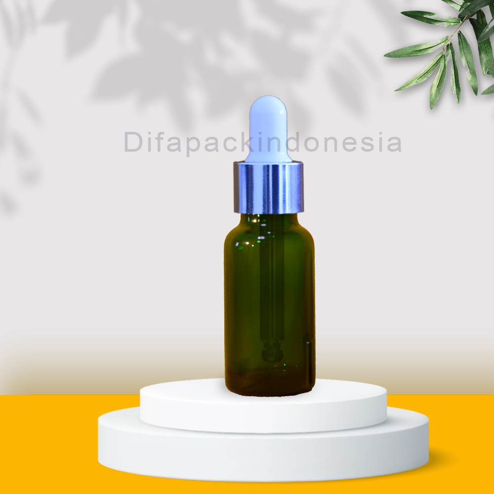 Jual Botol Pipet 20ml Hijau Tebal Ring Silver Karet Putih Shopee