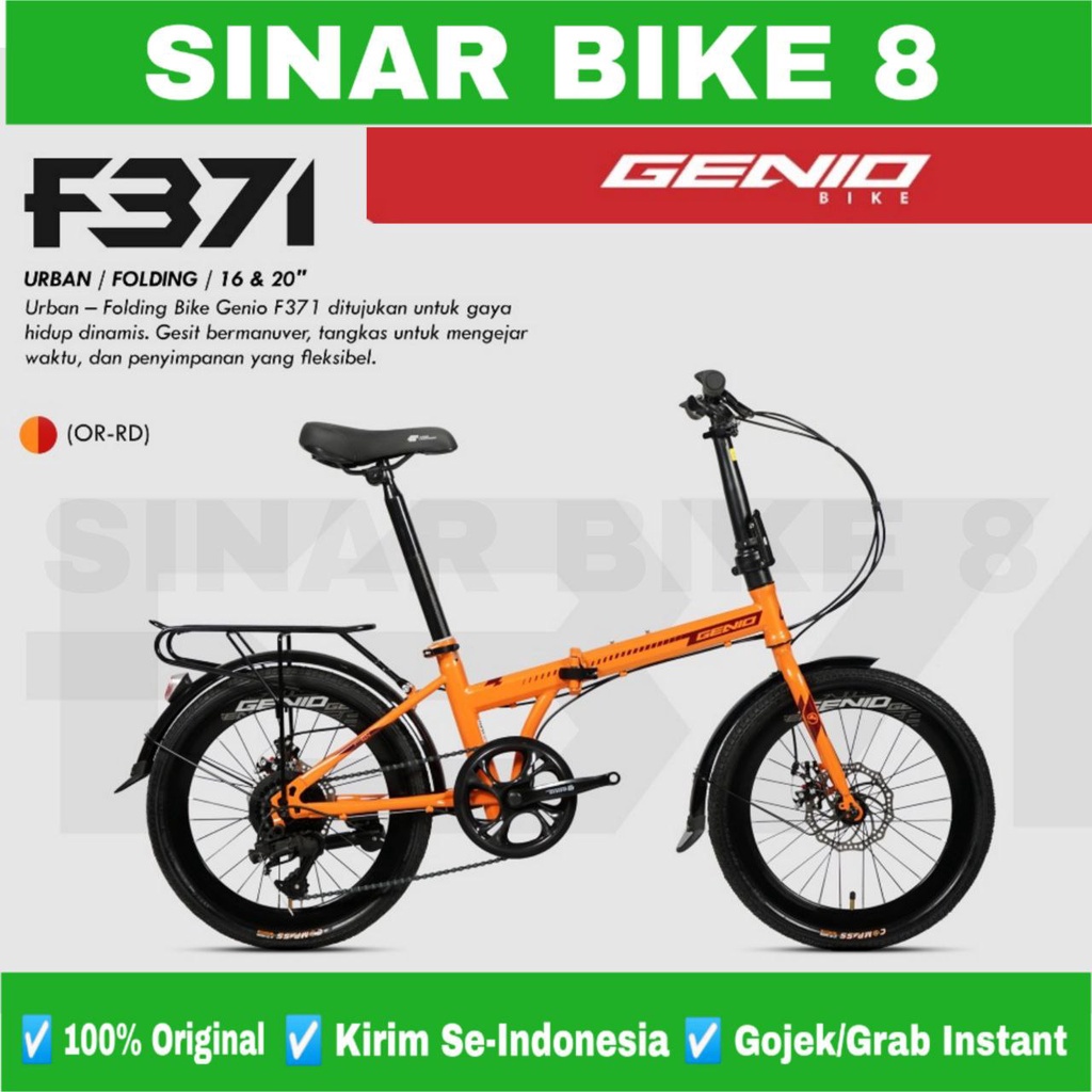 Jual Sepeda Lipat Ukuran 16 20 Inch GENIO F 371 Rem Cakram 7 Speed