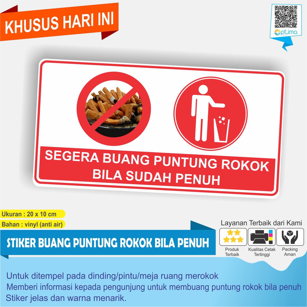 Jual Stiker Buang Puntung Rokok Bila Asbak Sudah Penuh Shopee Indonesia