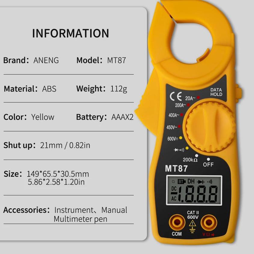 Jual Harga Promo 8ZTDL Digital Clamp Meter MT87 Tang Ampere Multimeter