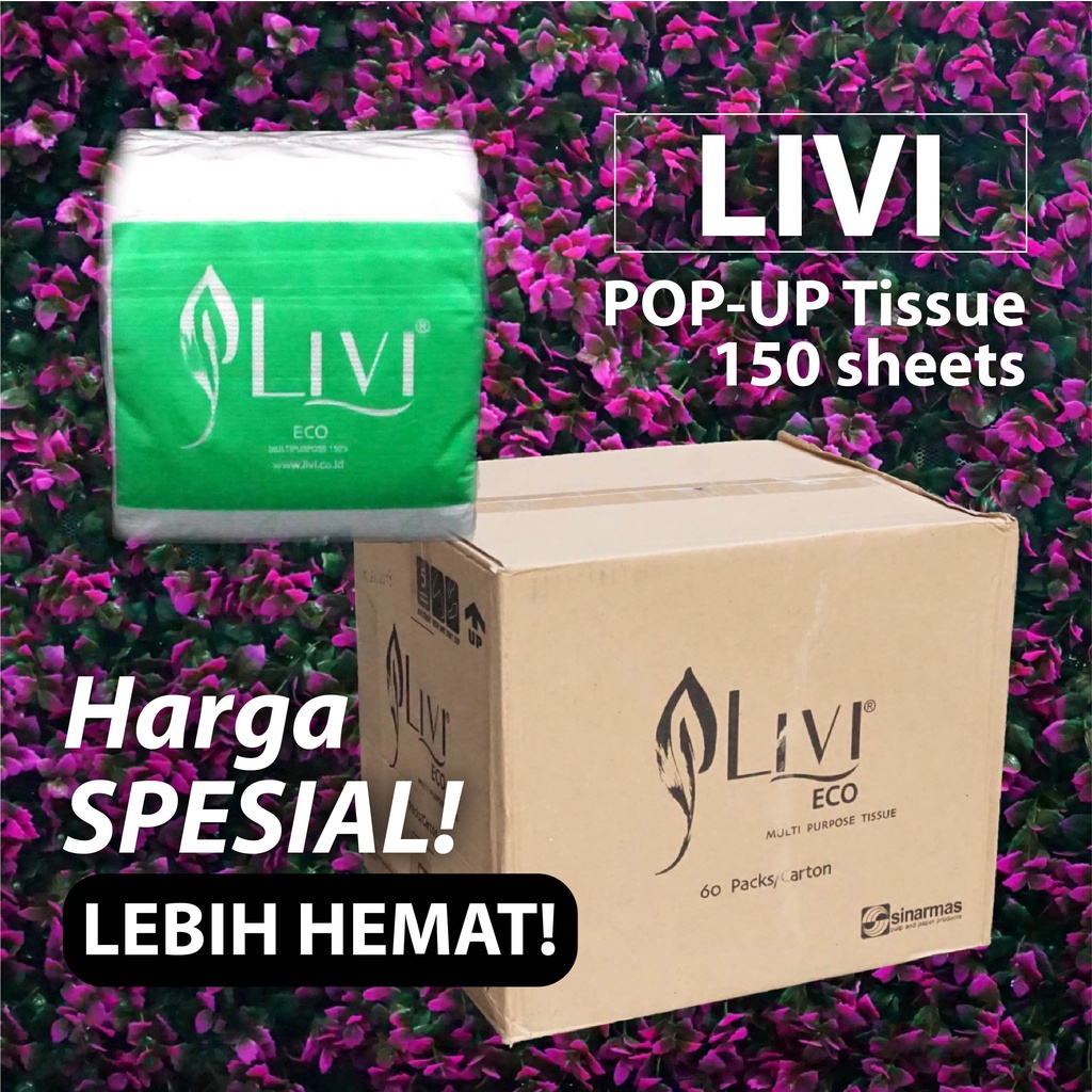 Jual Bekasi 1 DUS Tissue Pop Up LIVI ECO Multipurpose 150 Sheets