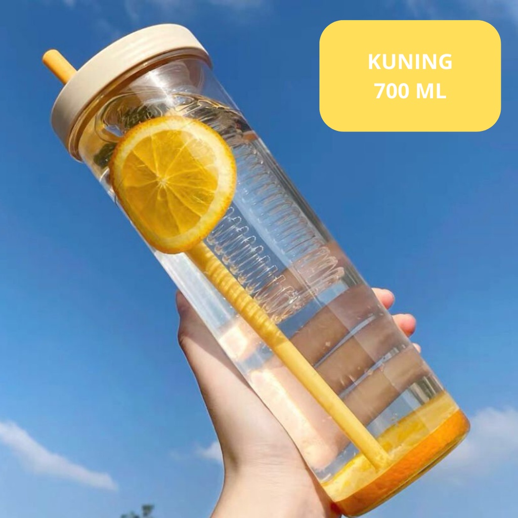 Jual Botol Minum Transparan Infused Dengan Sedeton Lipat Style 700ML