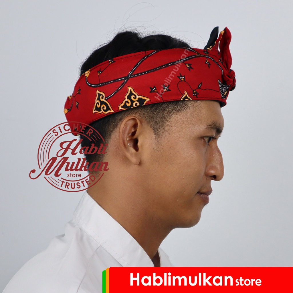 Jual Iket Kepala Praktis Tradisional Sunda Jawa Batik Pattern Merah