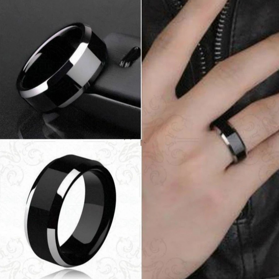 Jual Cincin Titanium Hitam Polos Kualitas Super Anti Luntur Anti Karat