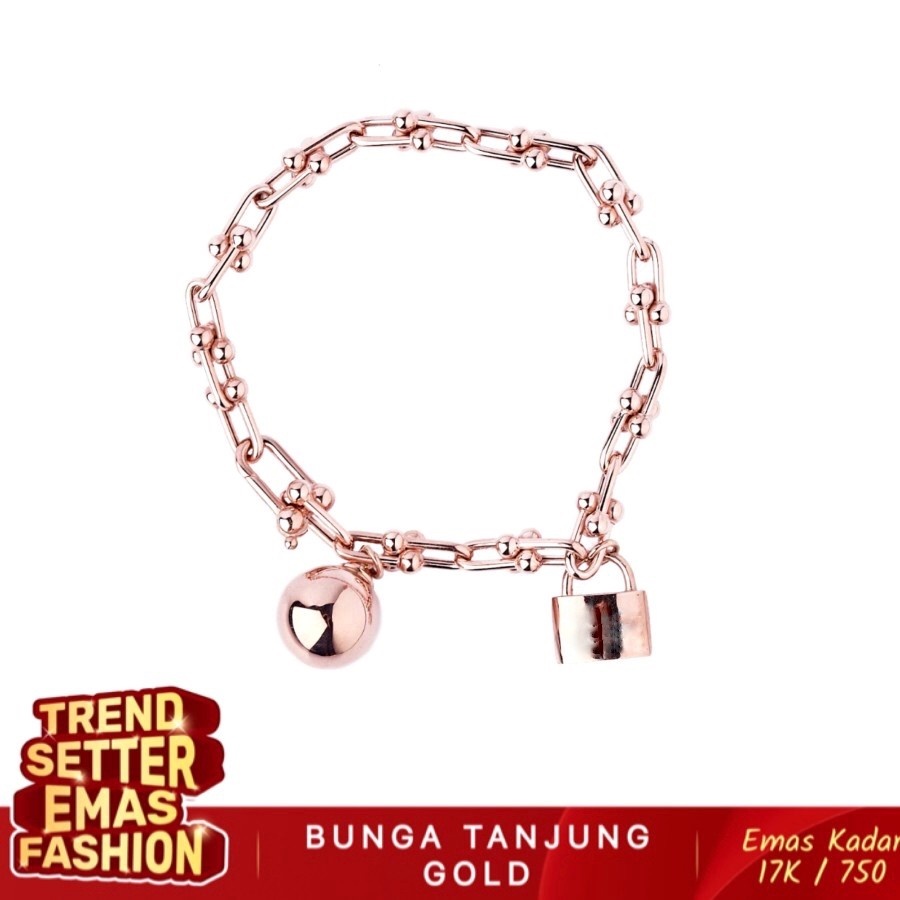 Jual GELANG BOLA GEMBOK EMAS 17K BUNGA TANJUNG GOLD Shopee Indonesia