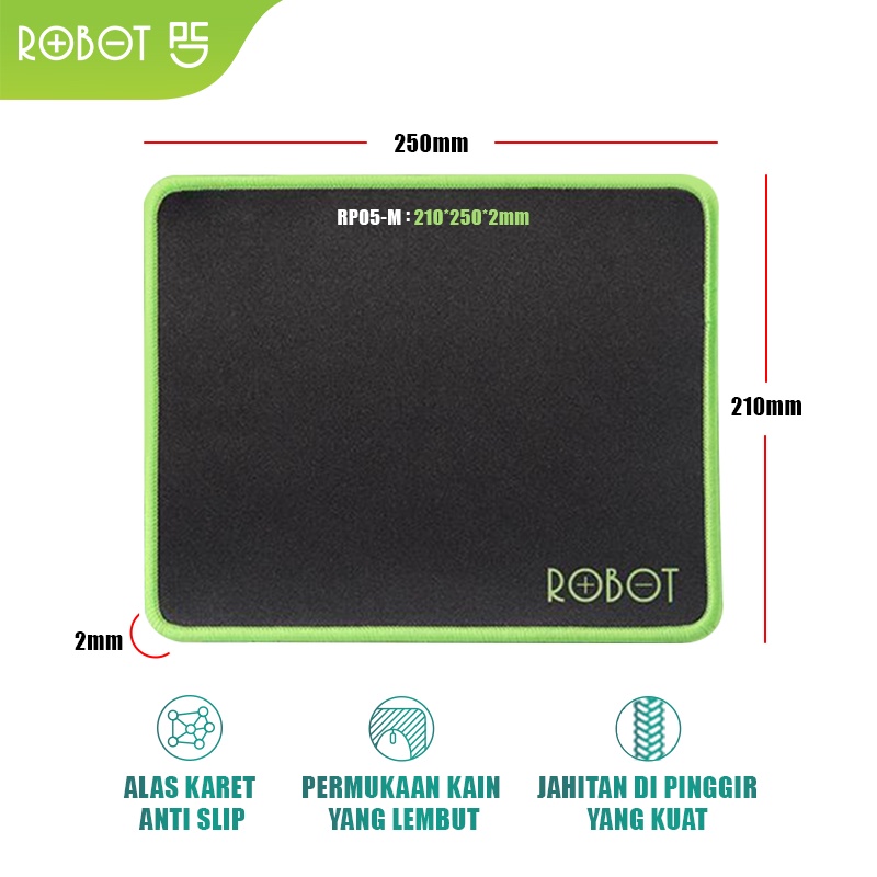 Jual ROBOT Mousepad Anti Slip RP05 Gaming Polos Hitam Murah Rubber