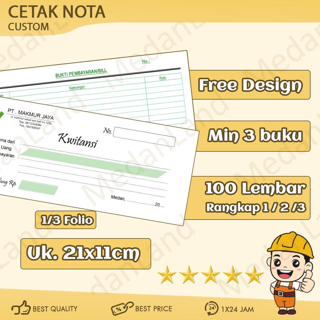 Jual Bisa Satuan Cetak Bon Folio Nota Faktur Kwitansi Satuan