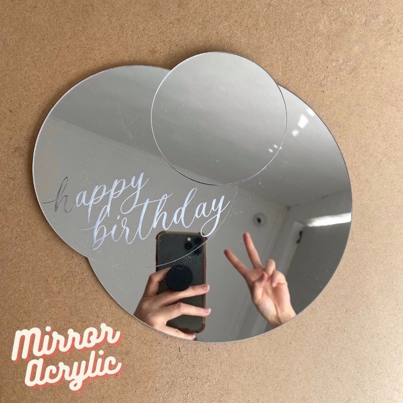 Jual Dekorasi Kue Cermin Aesthetic Akrilik Akrilik Mirror Selfie Cake