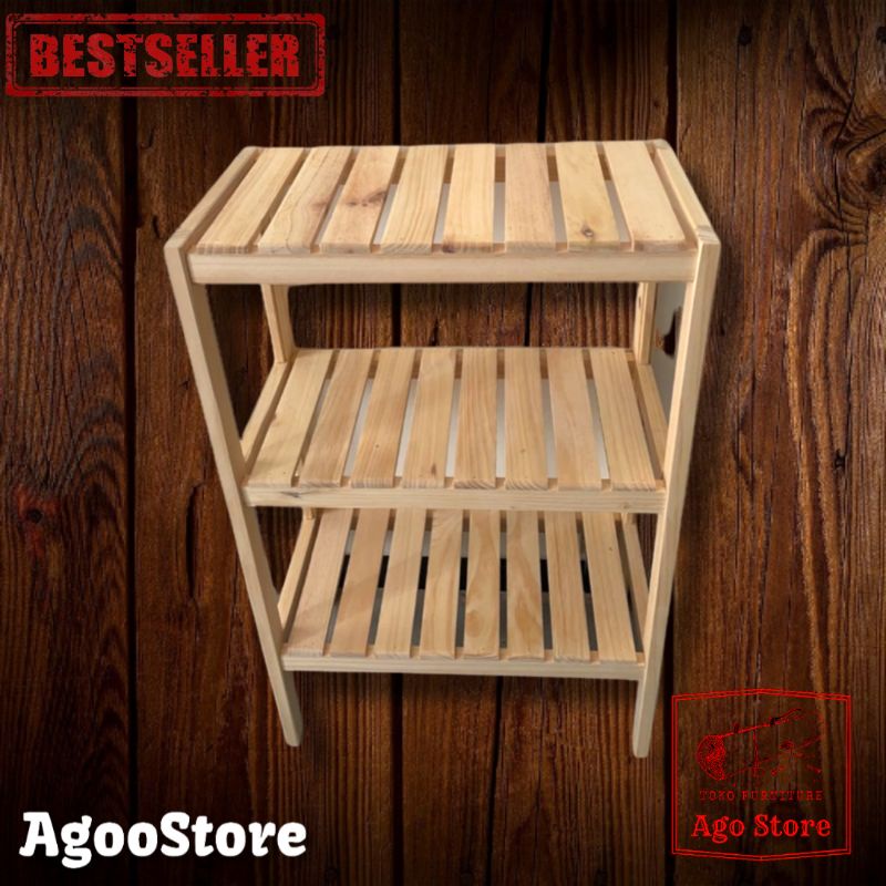 Jual Otto Wooden Shelf Tingkat Rak Susun Kayu Rak Susun Rak