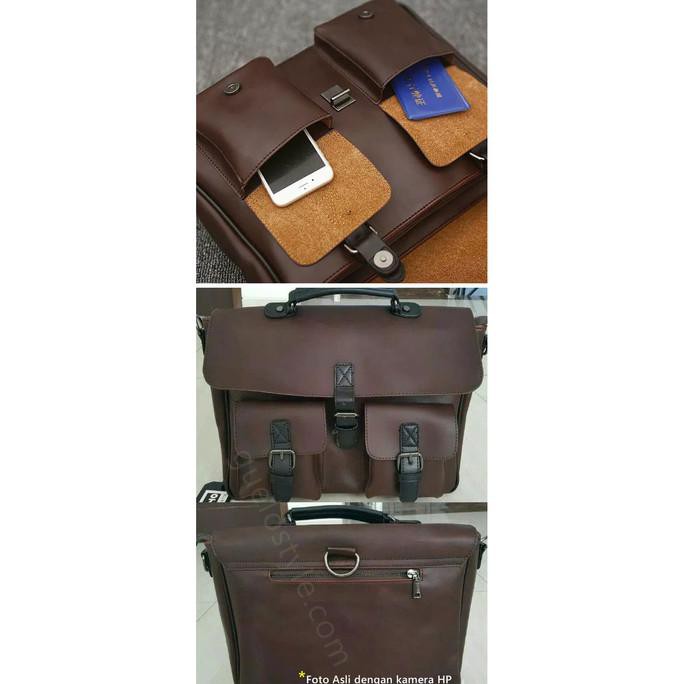 Jual Tas Pria Tas Laptop Kerja Kantor Pria Kulit Waterproof Coklat