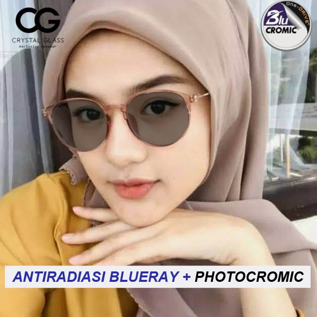 Jual Kacamata Bulat Photocromic Blueray Minus Anti Radiasi Bahan Lentur