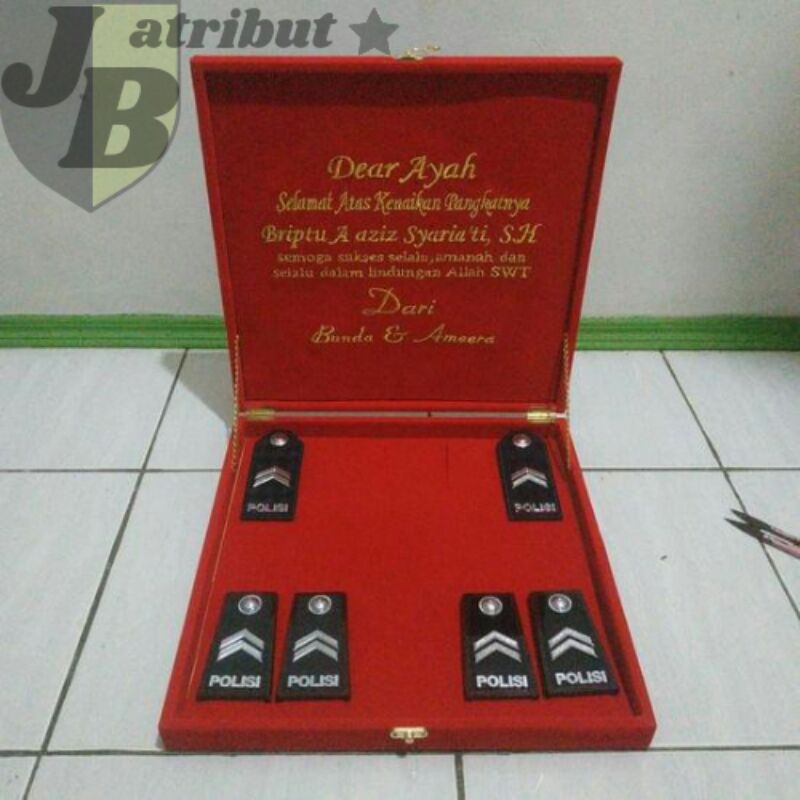 Jual Pangkat Briptu Polisi PDH PDU Plus Box Custom Ucapan Tulisan