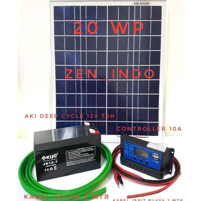 Jual Paket Hemat Solar Cell Solar Panel 20WP DKD Controller 10 A