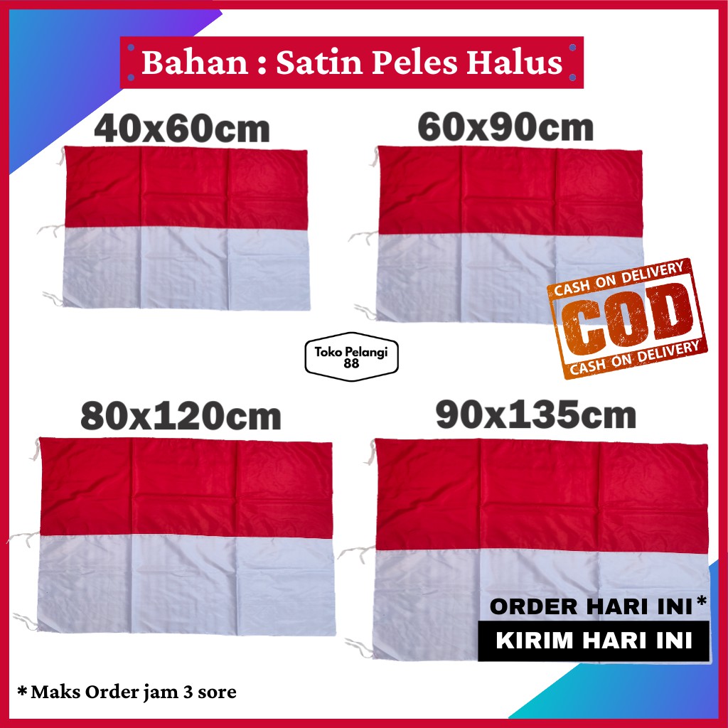 Jual Bendera Merah Putih Bendera Indonesia Satin Peles Murah X Cm