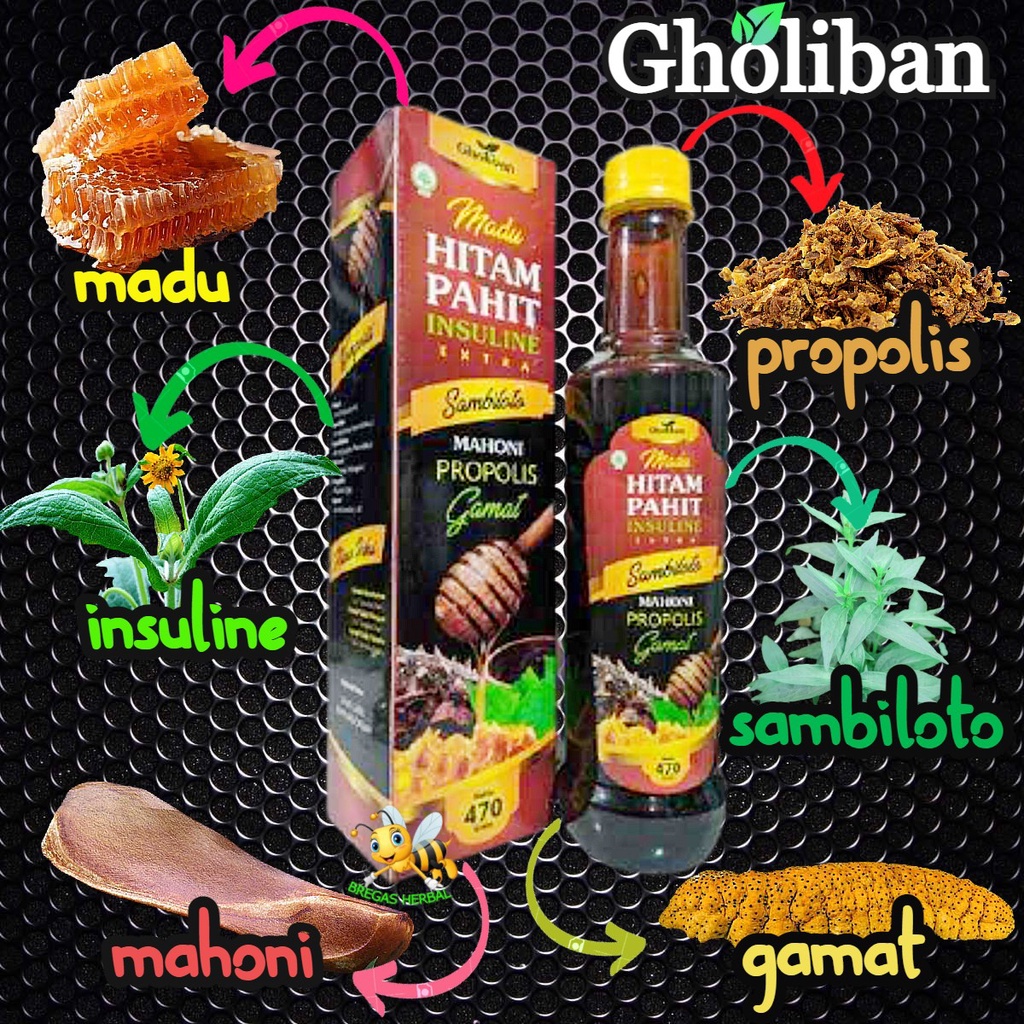 Jual Madu Hitam Pahit Gholiban Extra Insulin Dan Sambiloto Shopee