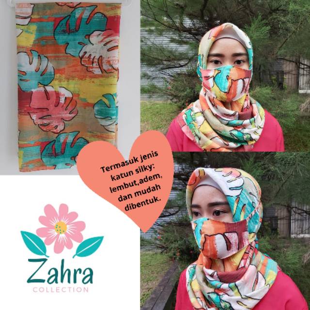 Jual Set Hijab Segiempat Motif Masker Layer Dan Bisa Diselipi Tisu