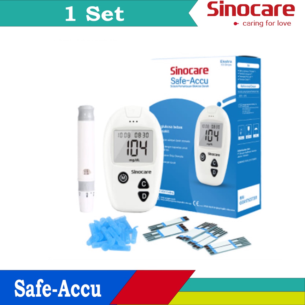 Jual Sinocare Safe Accu Alat Cek Gula Darah Strip Lancets