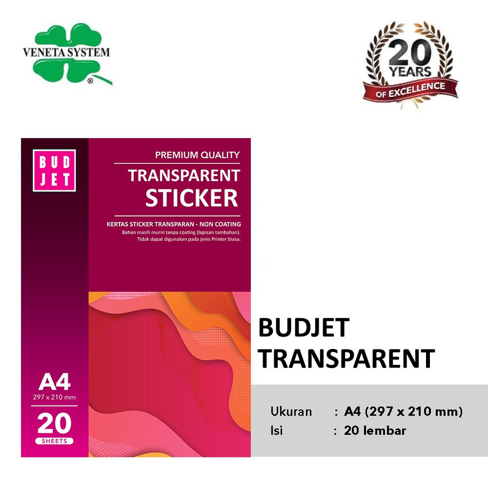 Jual Budjet Transparent Sticker Kertas Stiker Transparan Bening A4