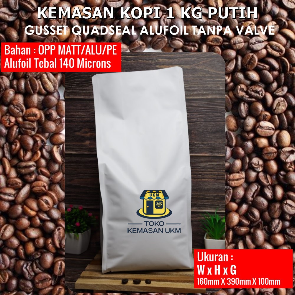 Jual KEMASAN GUSSET FOURSIDE SEAL ALUFOIL 1 KG KEMASAN KOPI 1 KG