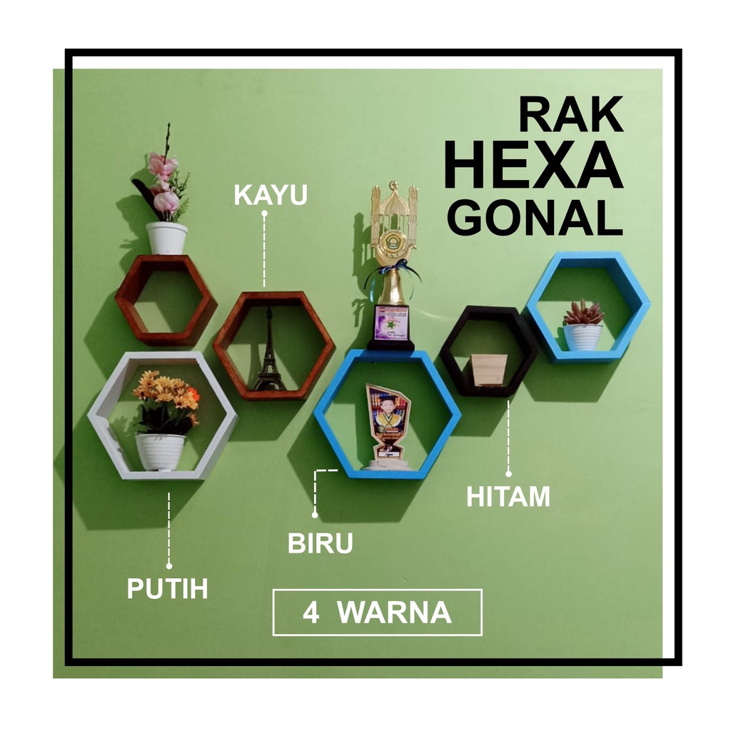 Jual 1 SET Rak Dinding Hexagonal Kayu Premium Shopee Indonesia