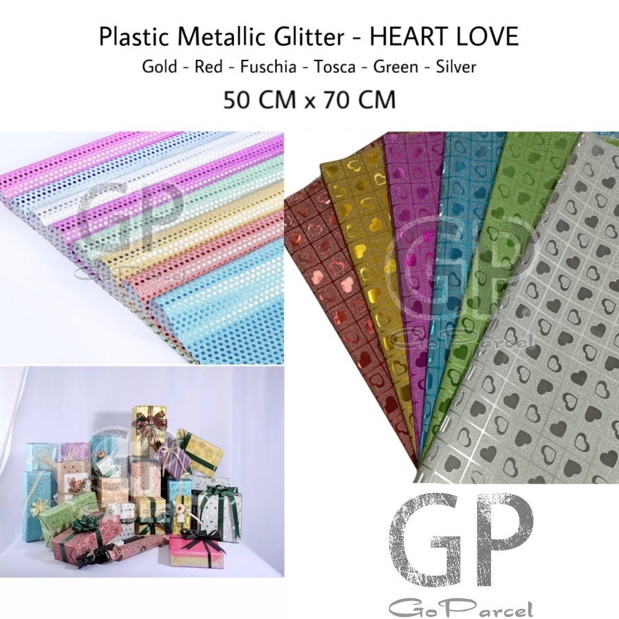 Jual Lembar Plastic Metallic Glitter Plastik Kado Gliter