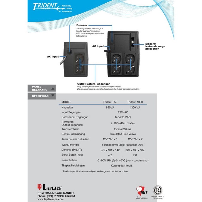 Jual Ups Laplace Trident Line Interactive Ups With Avr Shopee