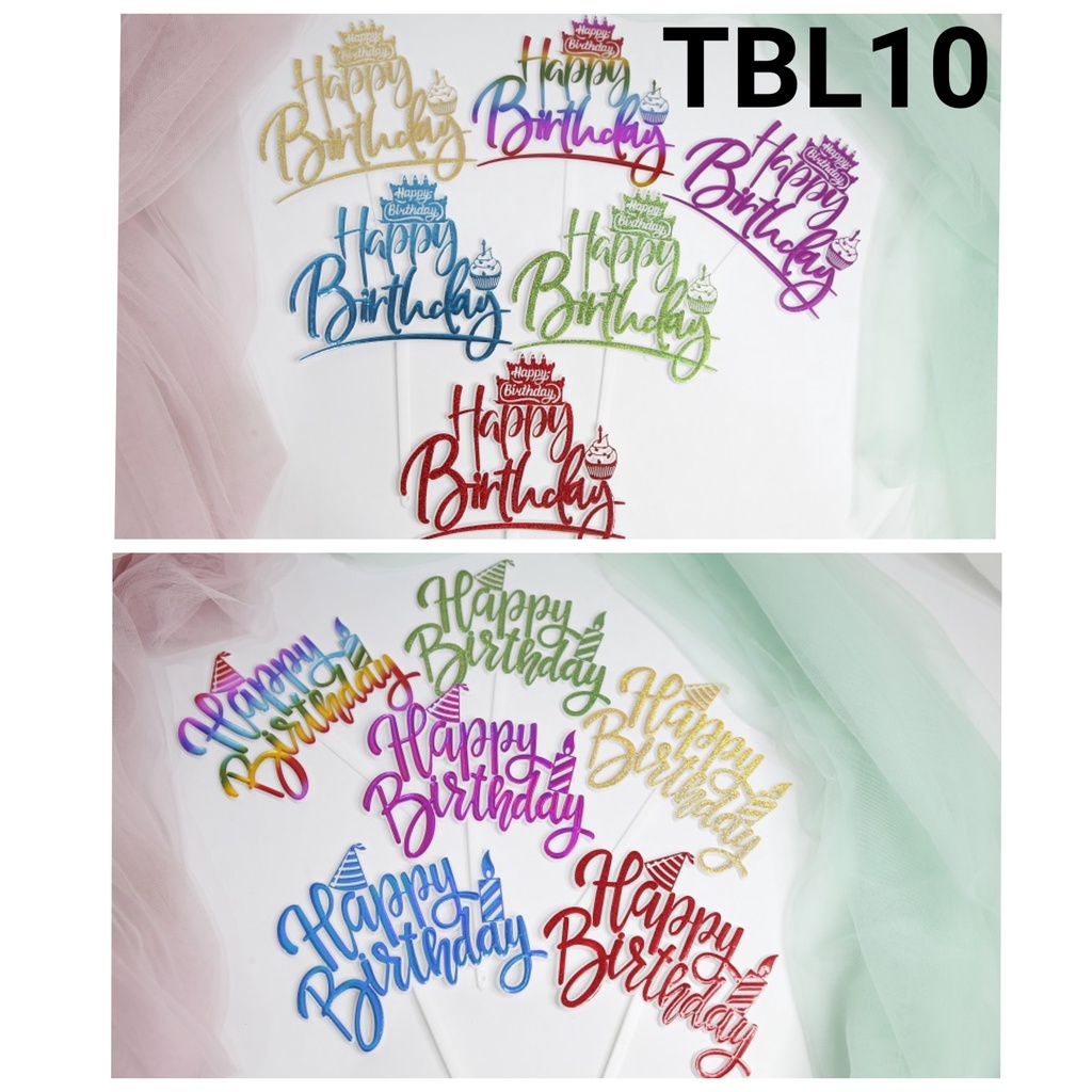 Jual Tbl Cake Topper Happy Birthday Ulang Tahun Kotak Bulat Lilin