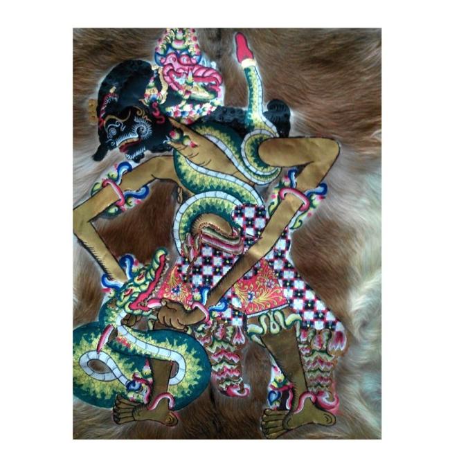 Jual Lukisan Wayang Bima Werkudara Kulit Kambing Full Body X Cm