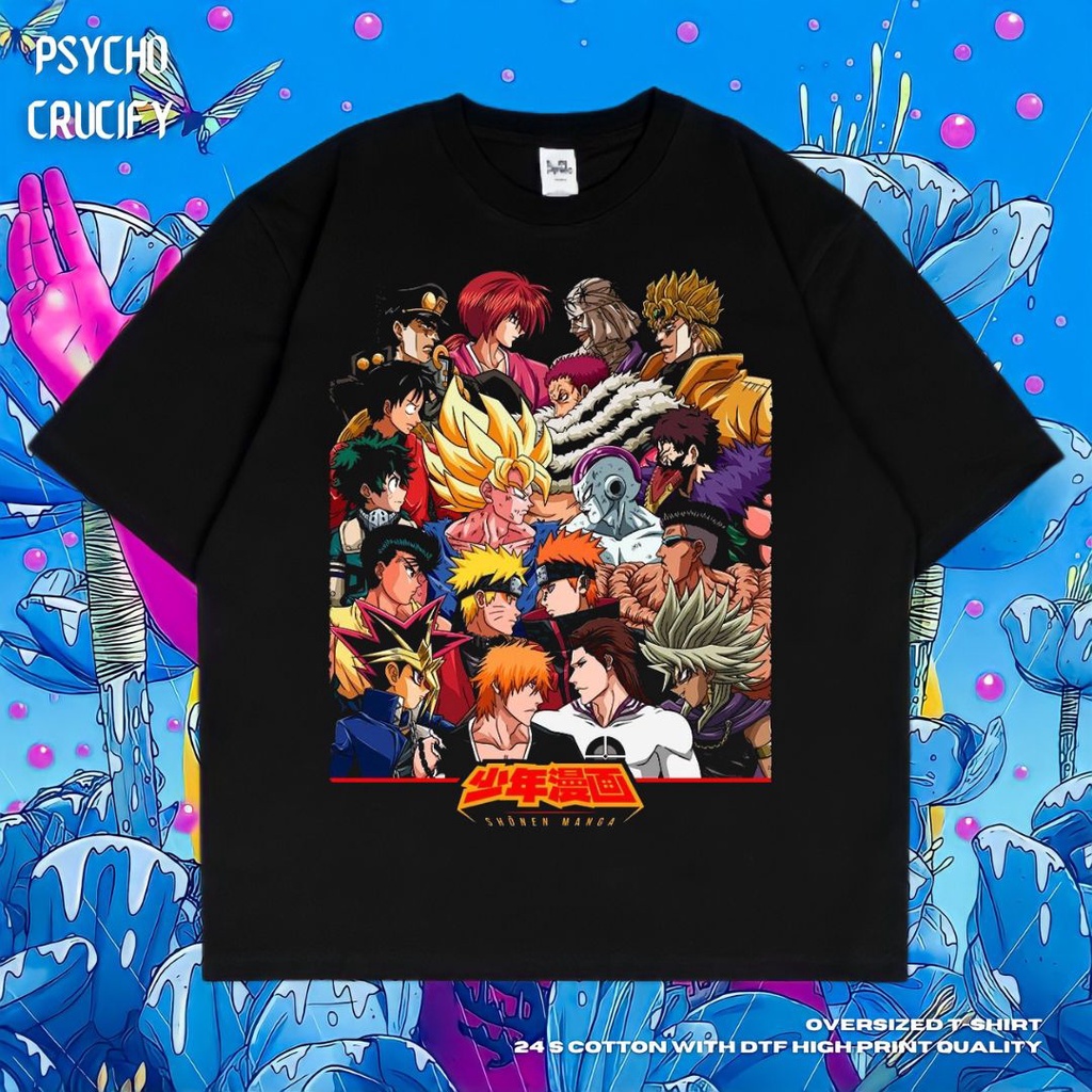 Jual Psycho Crucify Shonen Manga Oversized T Shirt Black Dark