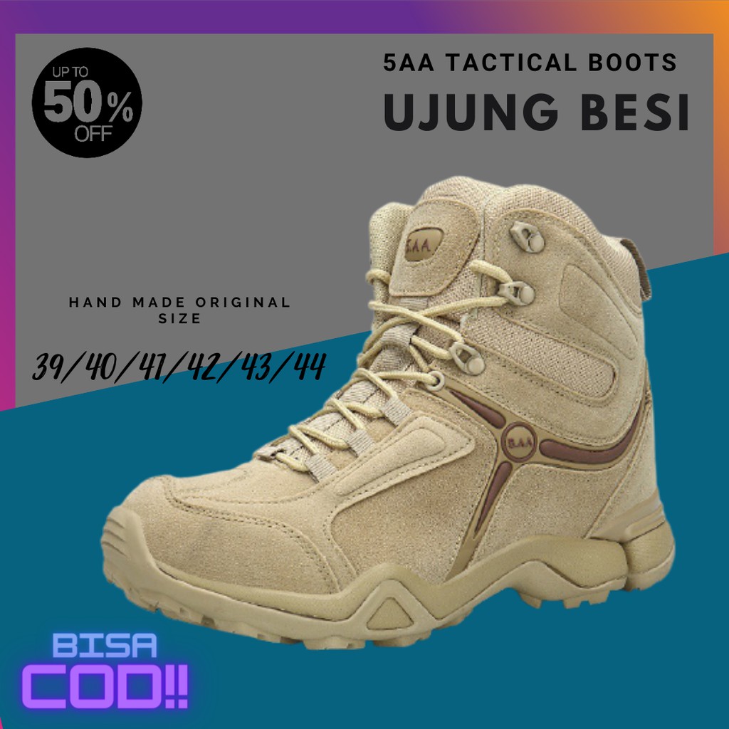 Jual PROMO Sepatu Ujung Besi Safety Boots PDL 5AA Tactical Gurun Zipper