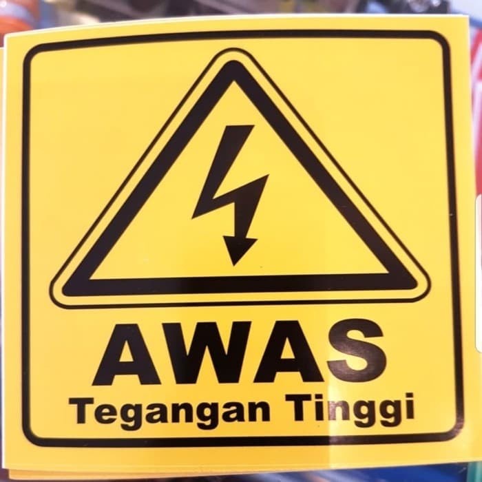 Jual SIGN STICKER AWAS TEGANGAN TINGGI UKURAN 10X10CM K3 RAMBU SAFETY