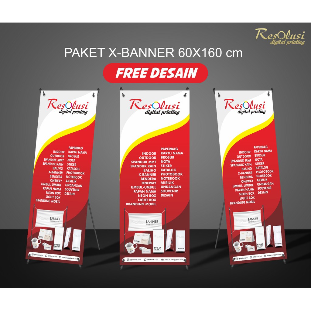 Jual Paket X Banner Murah Bagus Free Desain Sudah Termasuk Tiang