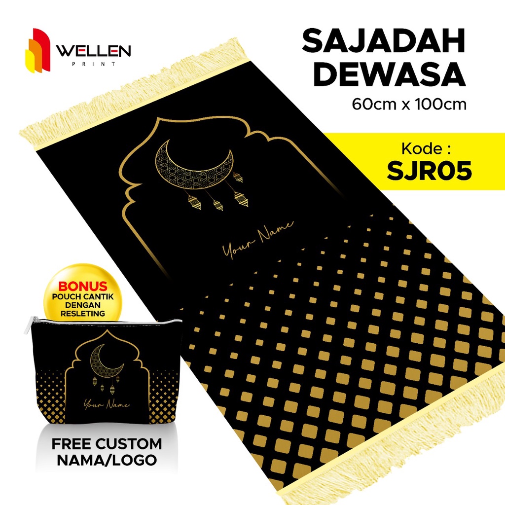 Jual WELLEN PRINT Sajadah Pouch Resleting Cetak Sajadah Dewasa