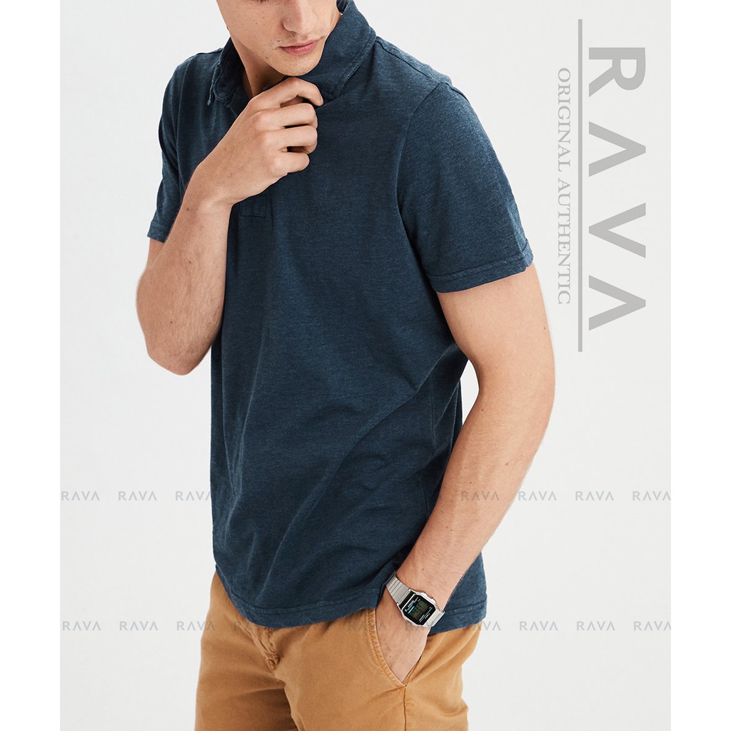 Jual Rava Baju Kaos Kerah Henley Kancing Polos Model Polo Original Rava