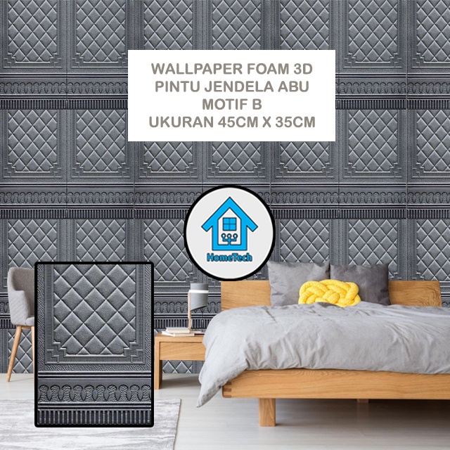 Jual Ht Wallpaper Foam D Motif Batik Pintu Jendela Abu Premium