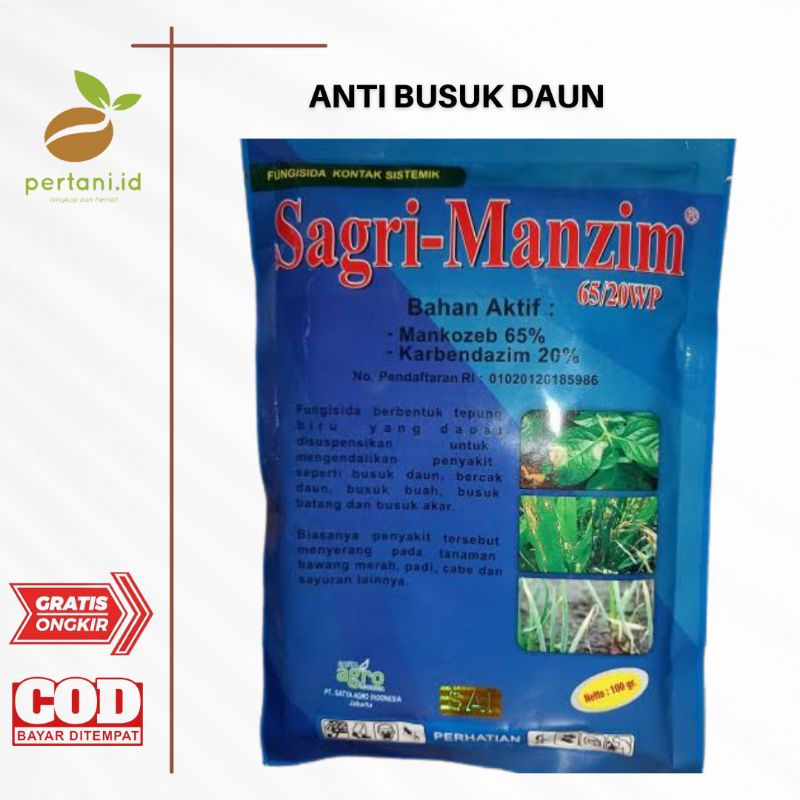 Jual FUNGISIDA SAGRI MANZIM 20WP 100GR ANTI BUSUK DAUN PADA TANAMAN