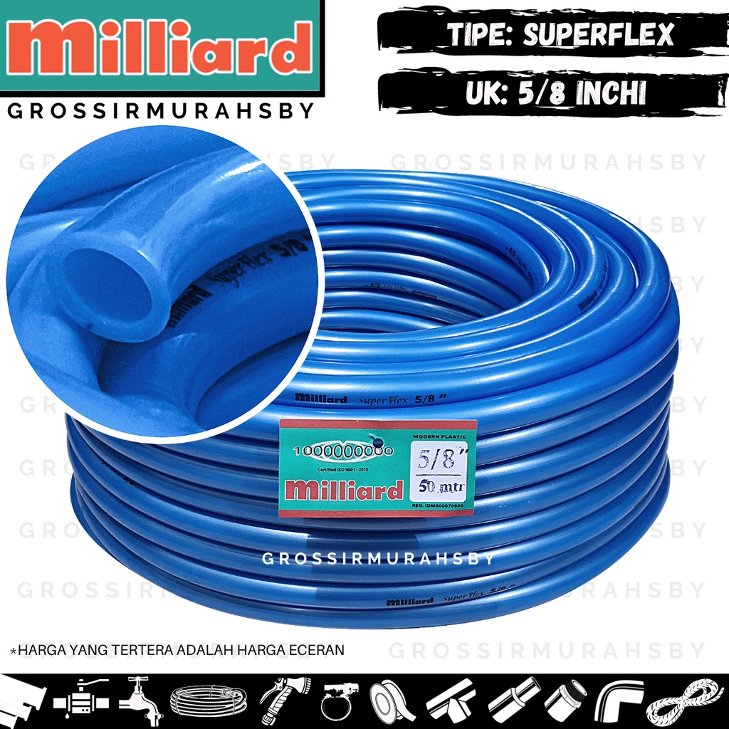 Jual SELANG AIR MILLIARD SUPERFLEX 5 8 INCHI HARGA PERMETER METALIK